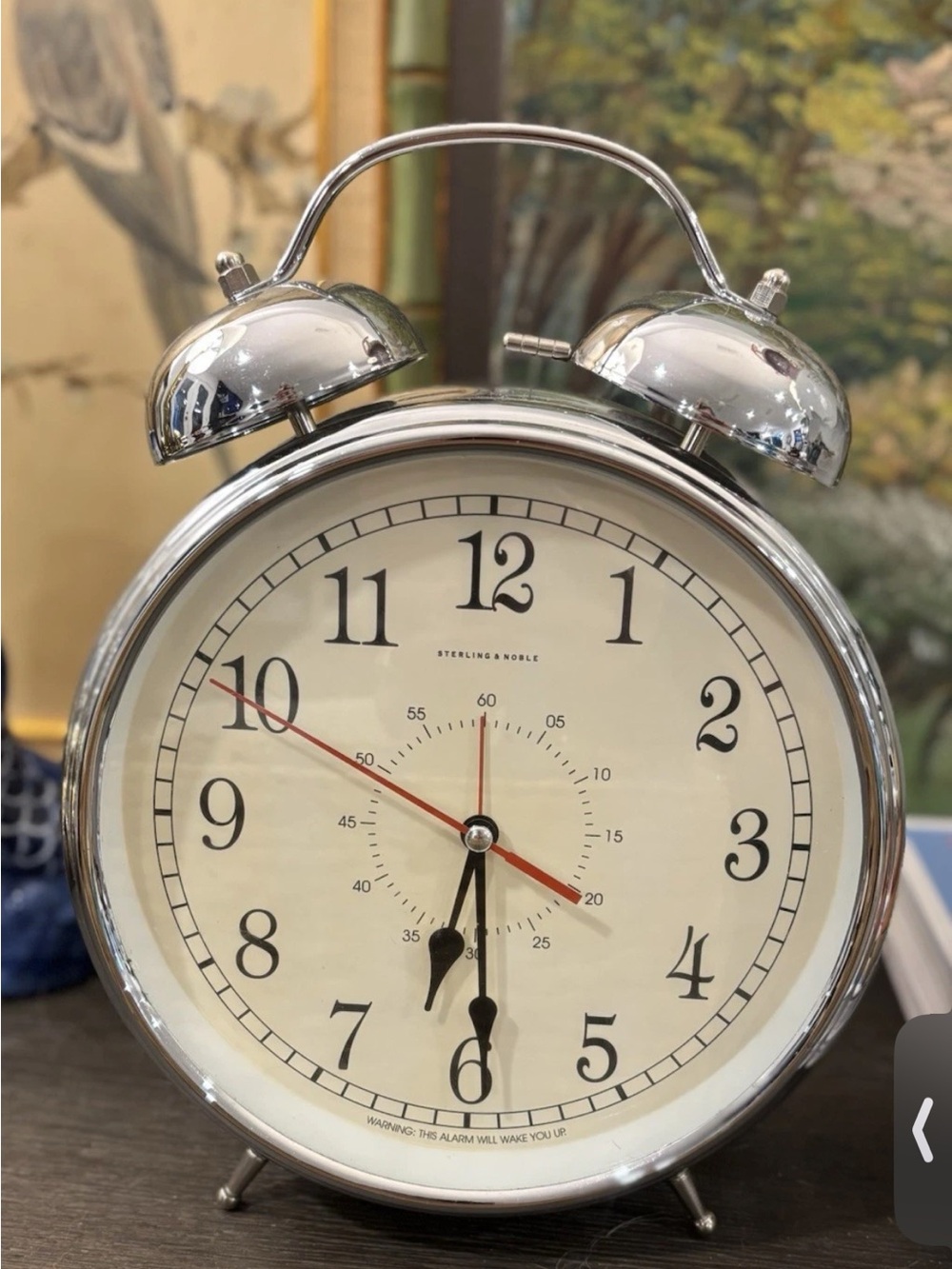 Vintage Sterling & Noble Silver Twin-Bell Alarm Clock MINT